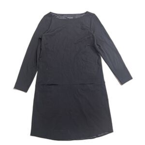 EILEEN FISHER Black Dress Long Sleeve Pockets Minimalist Office Career XS